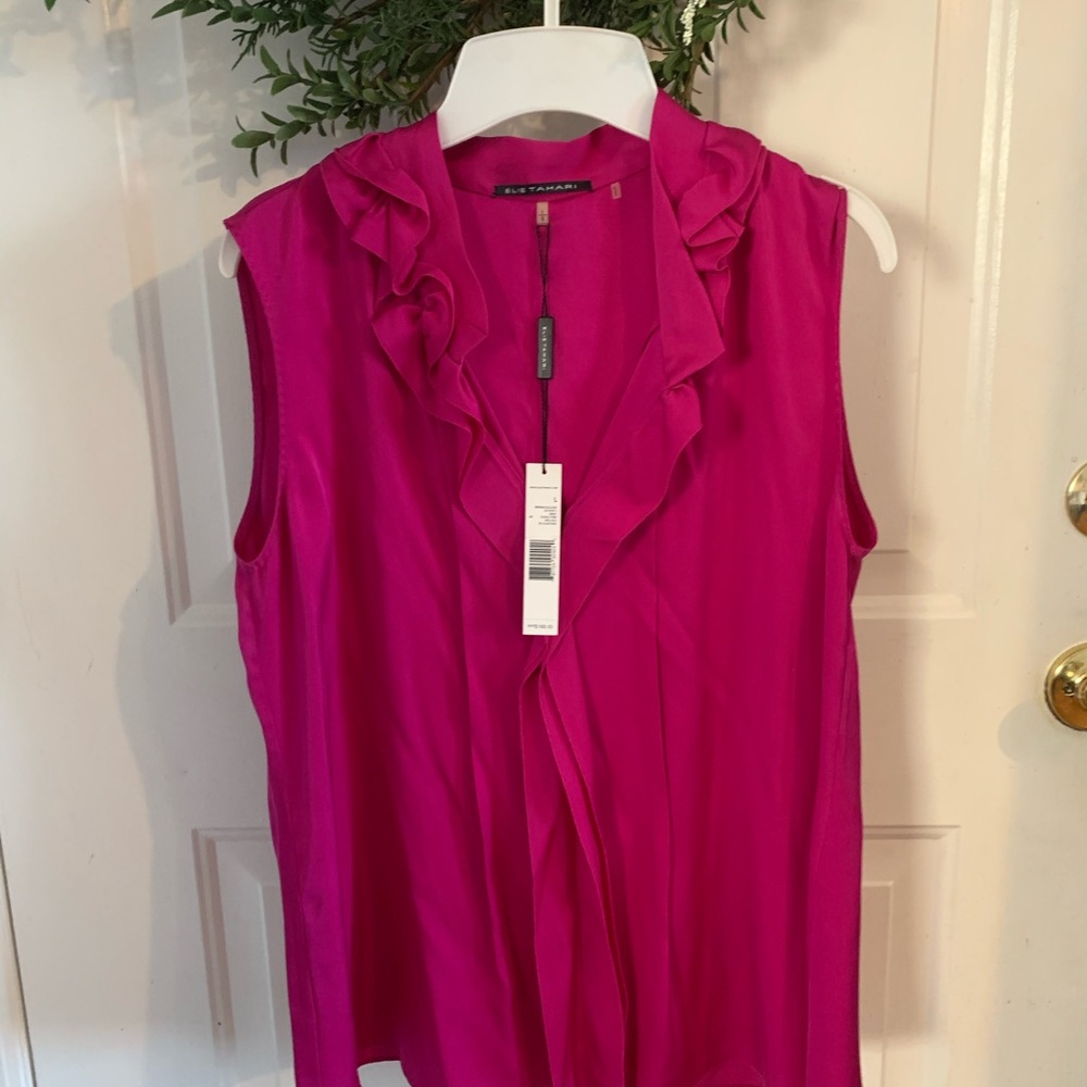 Elie Tahari. Brenna blouse. Russo pink. Size L
